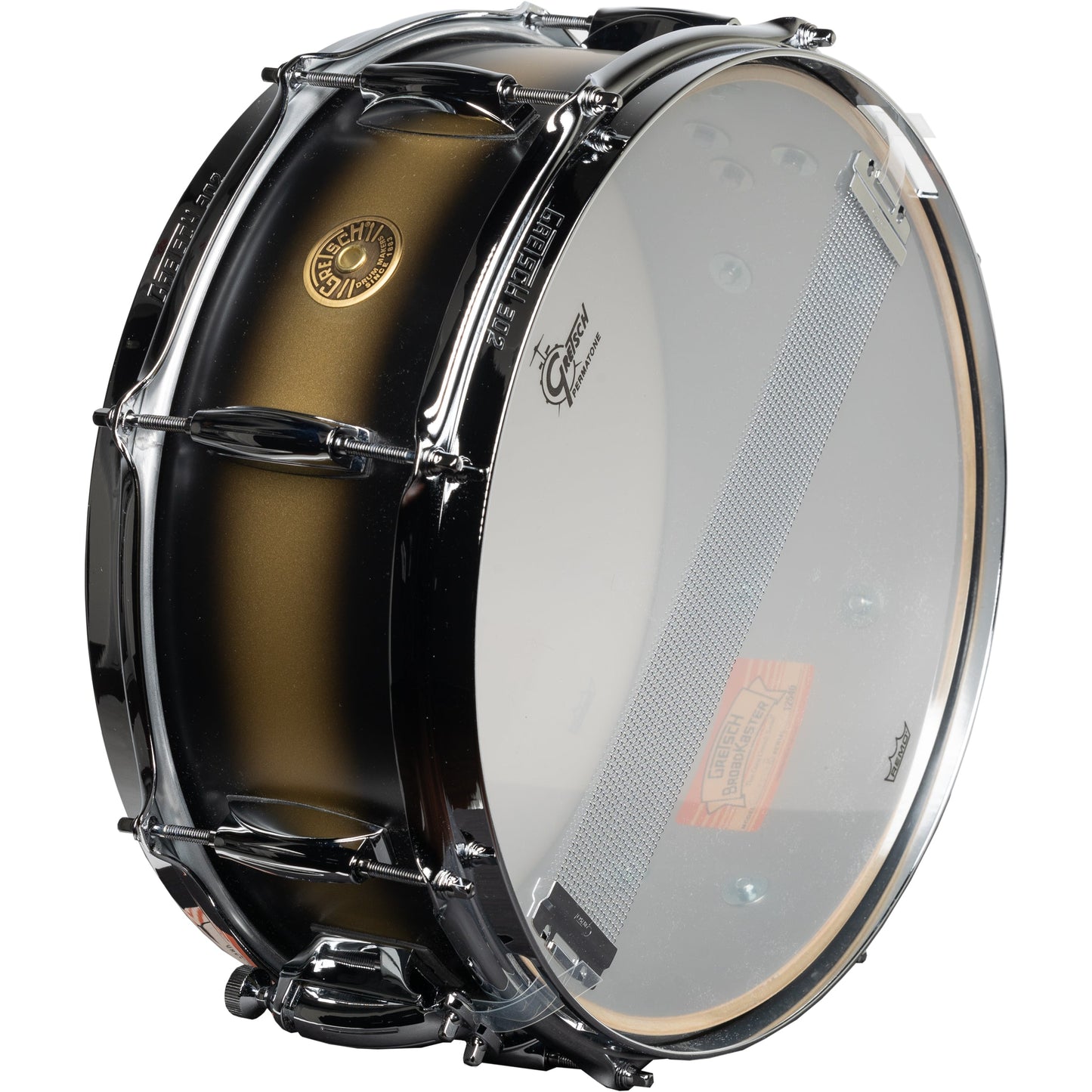 Gretsch Broadkaster 5.5x14 Snare Drum - Satin Gold to Black Duco