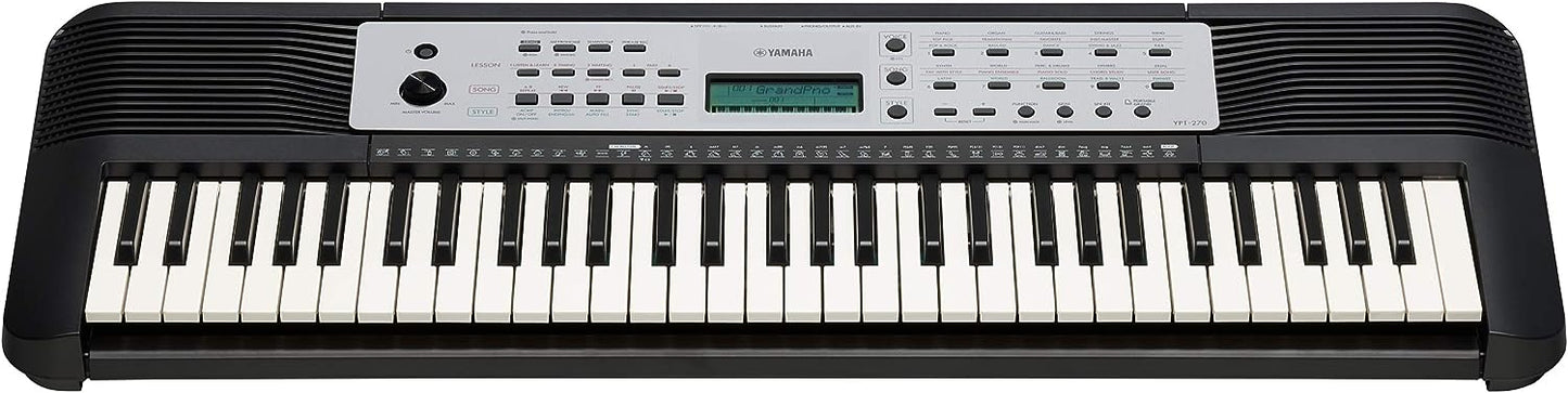 Yamaha YPT270 61-Key Portable Keyboard With Power Adapter - Black