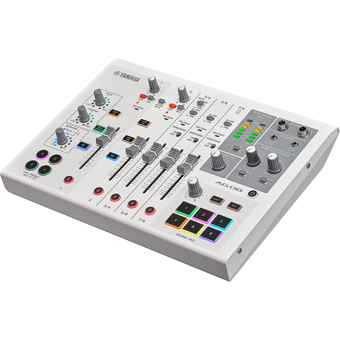 Yamaha AG08 All-In-One Live Streaming Mixer - White