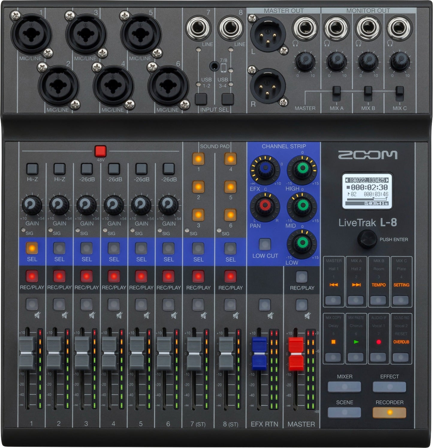 Zoom LiveTrak L-8 Rack Mountable Live Mixer/Recorder