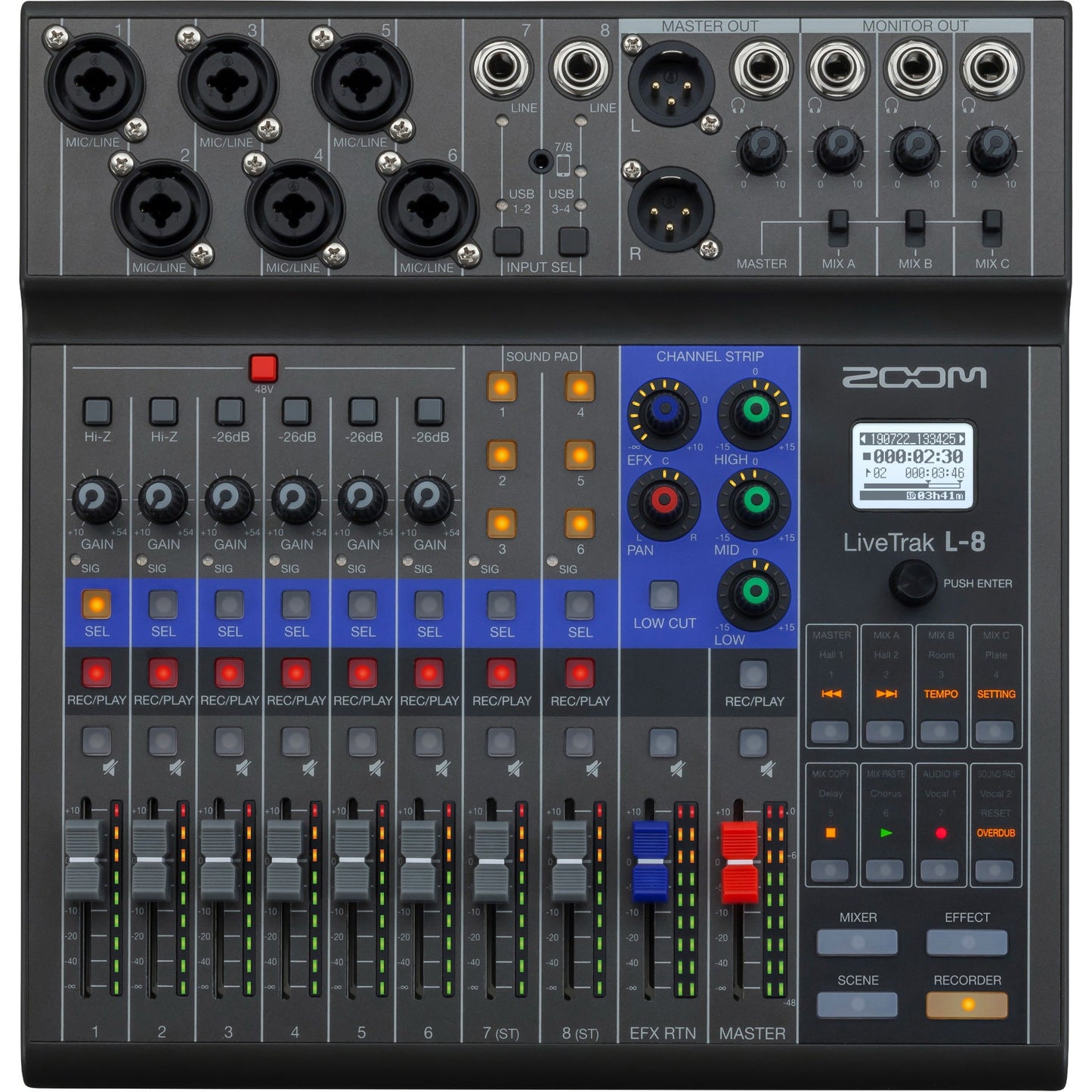 Zoom LiveTrak L-8 Rack Mountable Live Mixer/Recorder