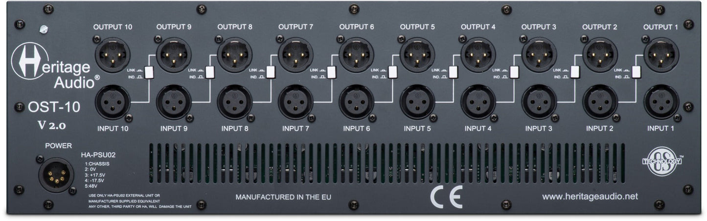 Heritage Audio OST-10 V2.0 500 Series - 10 Slot Rack with OS Tech
