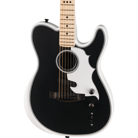 Fender Jack White Triplesonic Acoustasonic Telecaster - Satin Arctic White w/ Black Top