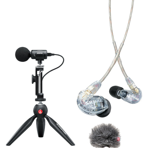 Shure Portable Videography Kit MV88+ SE215-CL Bundle
