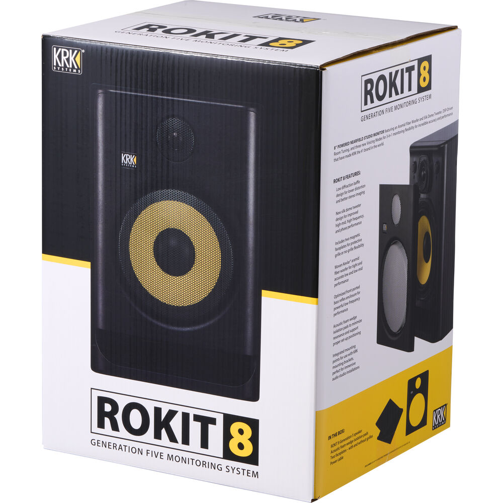 KRK Rokit 8 G5 8" 2-Way Active Studio Monitor, Black