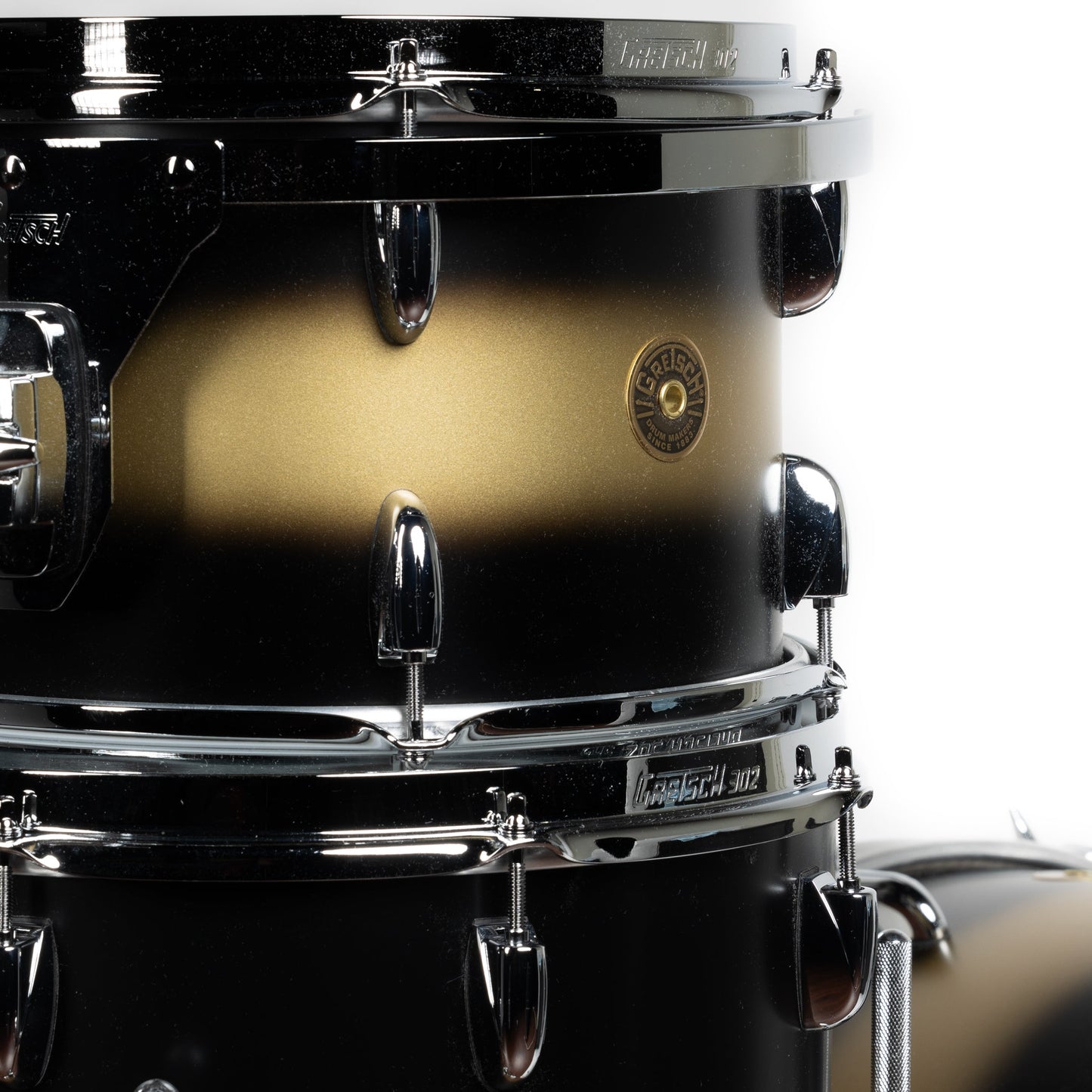 Gretsch Broadkaster 3-Piece Shell Kit - Satin Gold to Black Duco