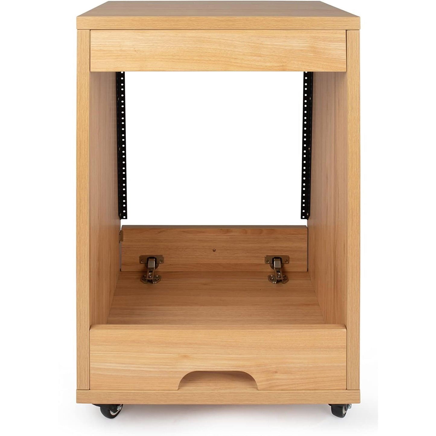 Gator Elite Furniture Series 12U Angled Studio Rack with Locking Casters – Natural Maple Matte