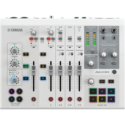 Yamaha AG08 All-In-One Live Streaming Mixer - White