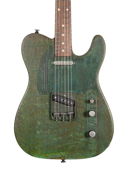 Trussart Steelcaster Electric Guitar in Titanic Green Gator Engraved