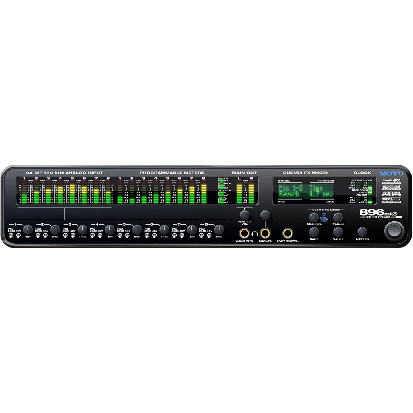 MOTU 896mk3 8-Mic/guitar Inputs With On-board Effects & Mixing