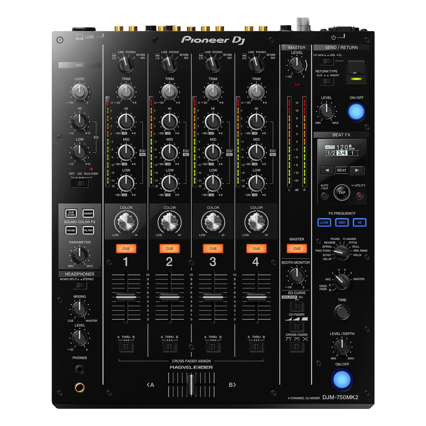 Pioneer DJ DJM-750MK2 4-Channel Professional DJ Club Mixer with USB Soundcard