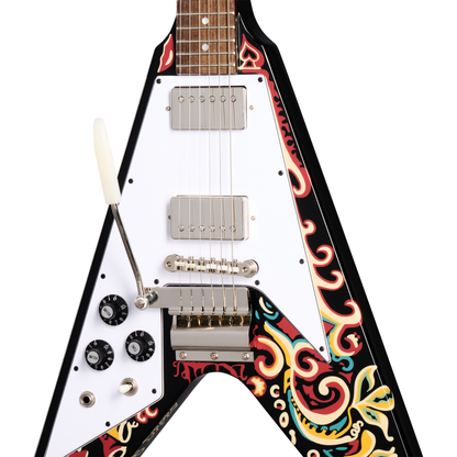 Epiphone Jimi Hendrix "Love Drops" Flying V Left Handed Electric Guitar - Ebony w/ Artwork