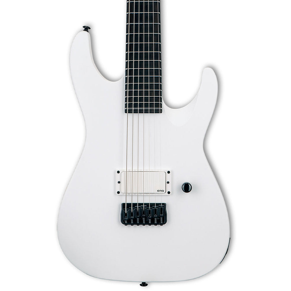 ESP LTD M-7HT Baritone 7-String Arctic Metal Electric Guitar, Snow White Satin