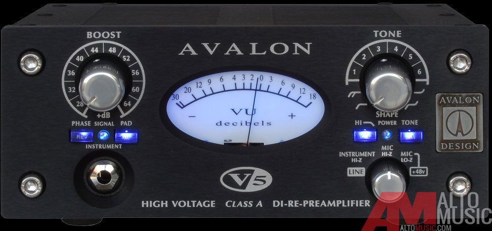 Avalon V5 Pure Class A DI-RE-Microphone Preamplifier - Black