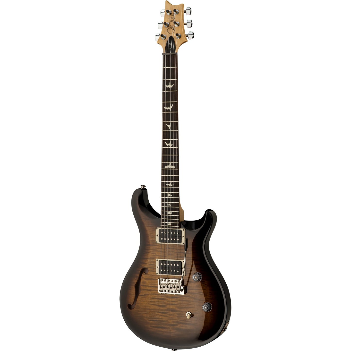 PRS CE 24 Semi-Hollow Electric Guitar, Black Amber w/ Gig Bag