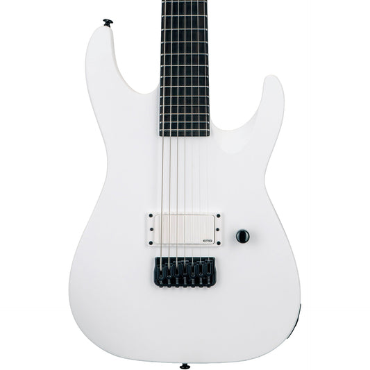 ESP LTD M-7HT Baritone 7-String Arctic Metal Electric Guitar, Snow White Satin