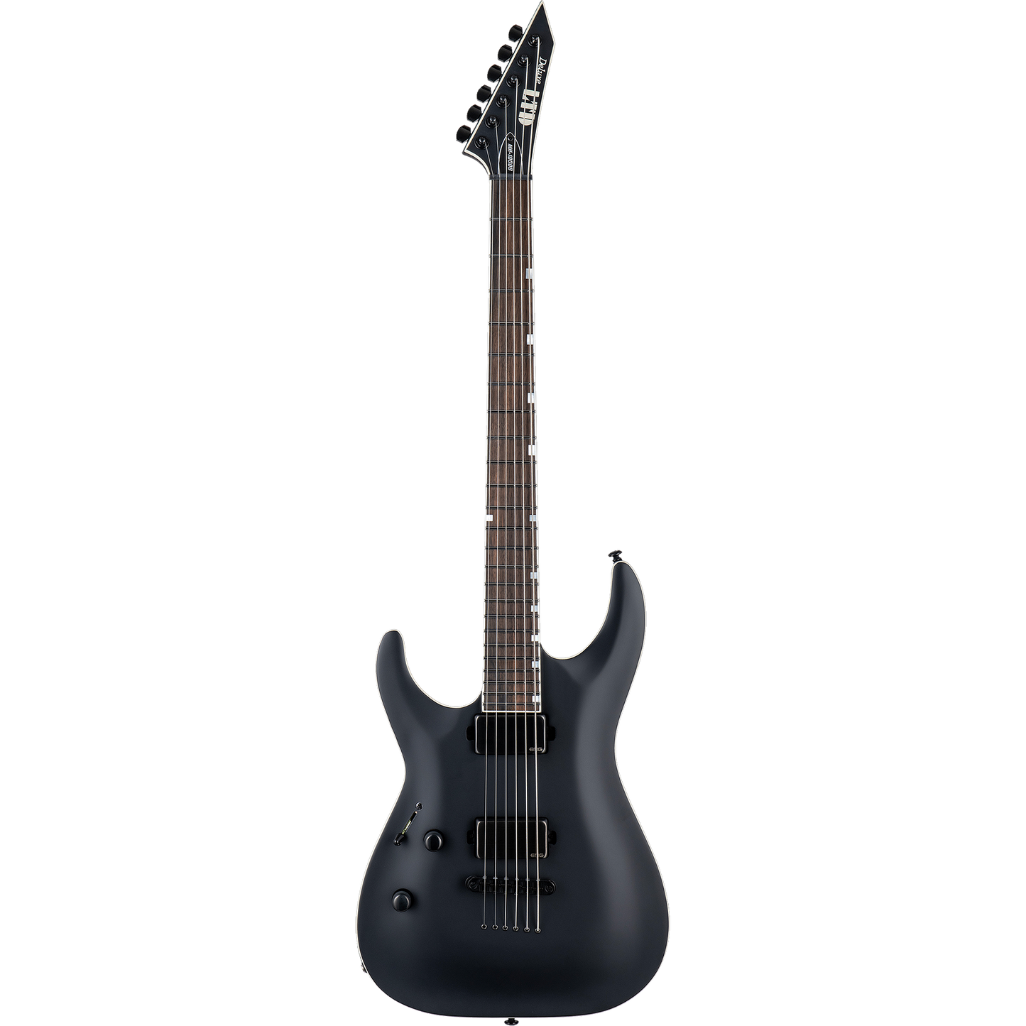 ESP LTD MH-1000 Baritone Left Handed Electric Guitar, Black Satin