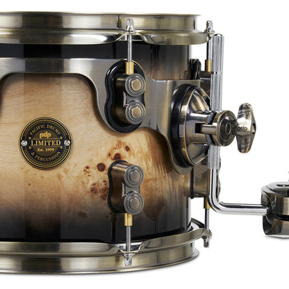 Pacific Drums & Percussion LTD 4-Piece Shell Kit - Mapa Burl-Black Burst Lacquer