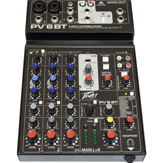 Peavey PV® 6 BT 6-Channel Compact Mixer with Bluetooth